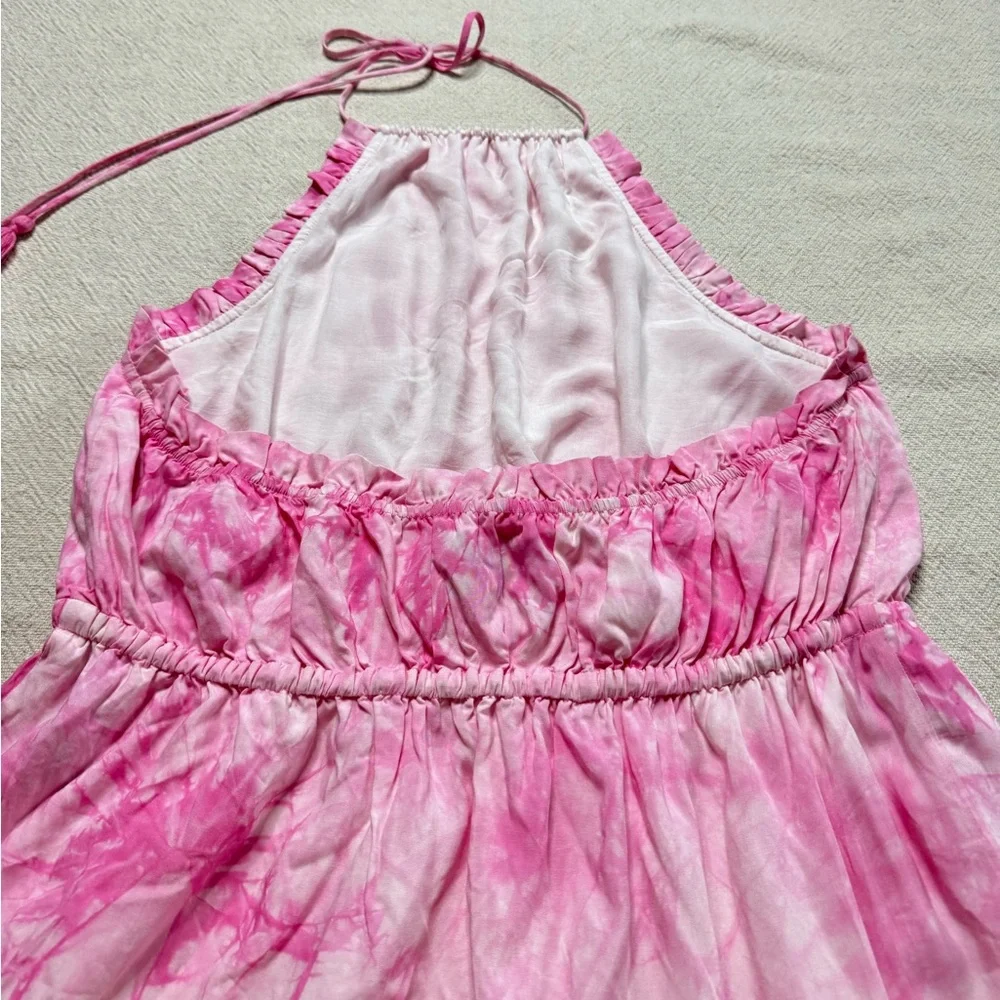 Majorelle Pink Baker Tie Dye Halter Ruffle‎ Tassels Mini Dress XL - Picture 5 of 8